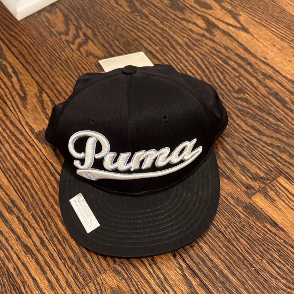 Puma Black Cap with Silver Script Logo